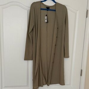 NWT Long Olive Green Buckle Cardigan